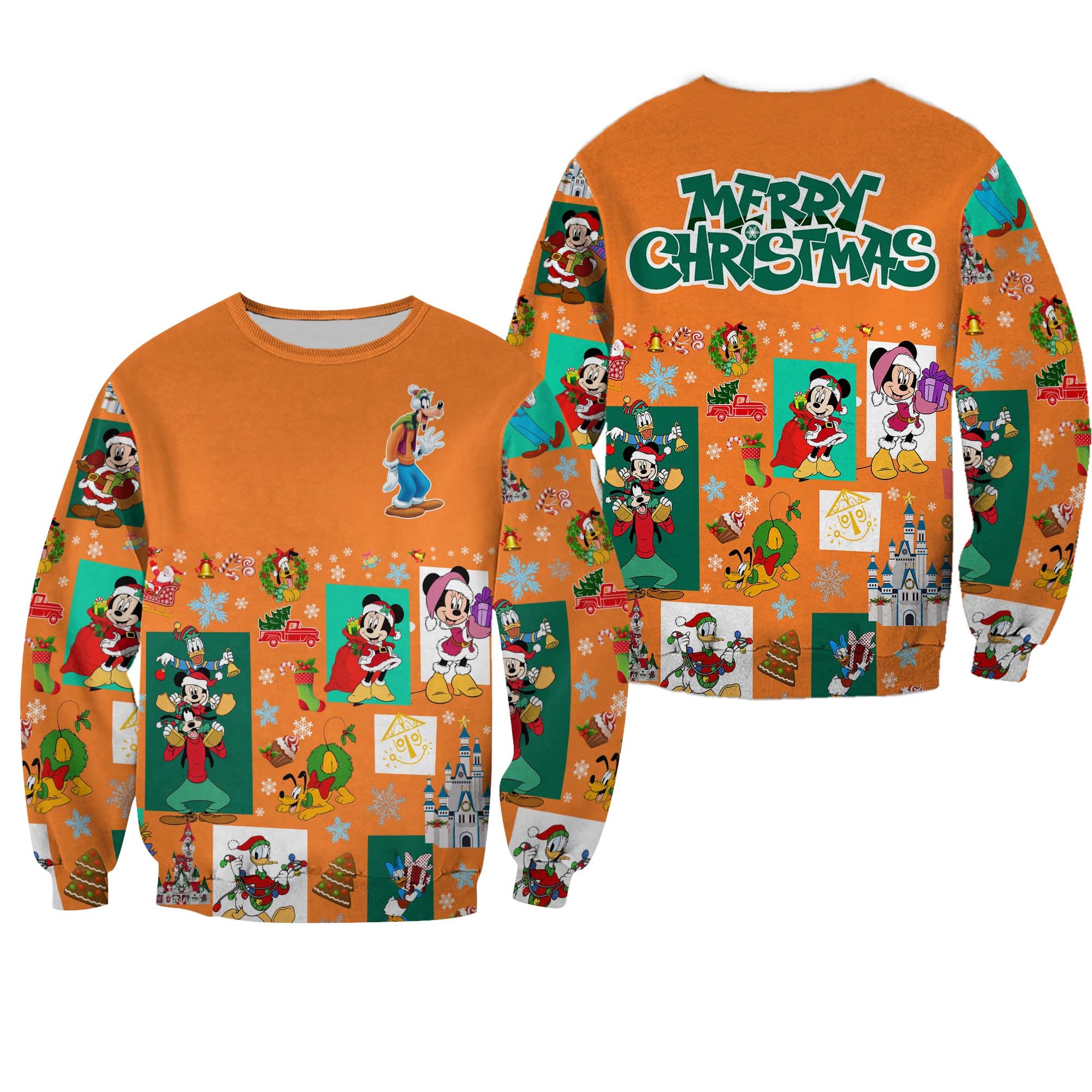 Goofy Dog Pattern Xmas Yellow 2022 Christmas Disney Ugly Christmas All Over Printed Sweater