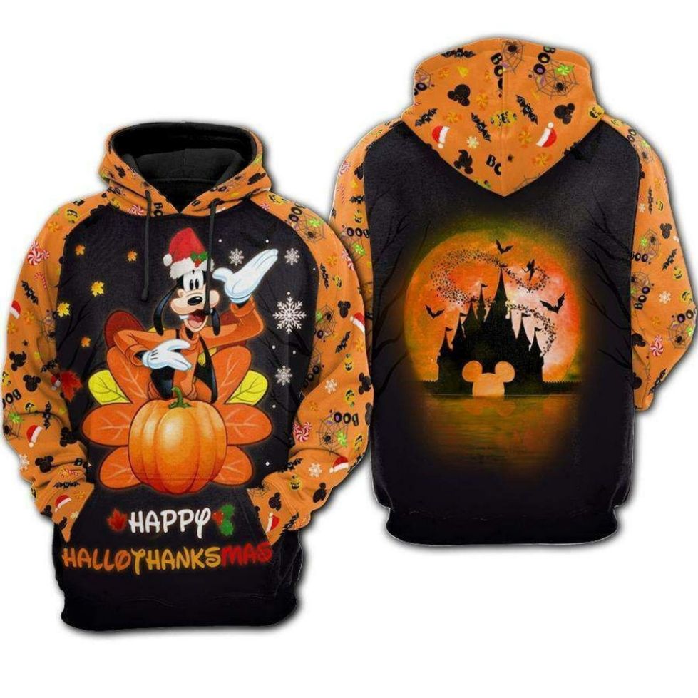 Goofy Happy Hallothanksmas Halloween Thansgiving 3D Hoodie