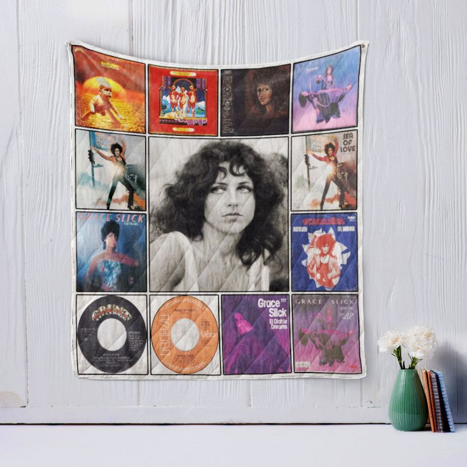 Grace Slick Vinyl Design Quilt Blanket