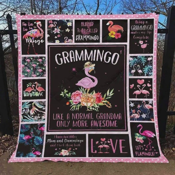 Grammingo Like A Normal Gramma Only More Awesome Flamingo Quilt Blanket