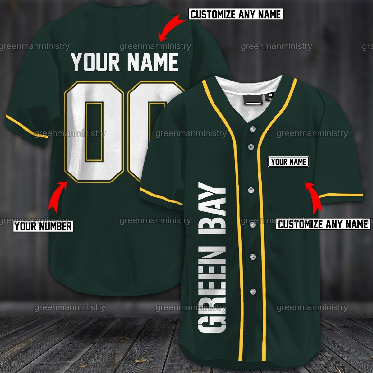 Green Bay Baseball Jersey Custom Jersey Name And Number Sports Dad Shirt