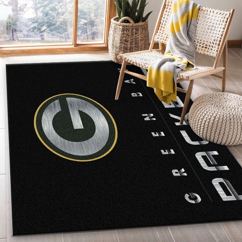 Green Bay Packers Imperial Chrome Rug NFL Area Rug For Christmas, Living room and bedroom Rug, Home US Decor