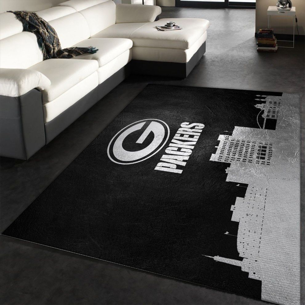 Green Bay Packers Skyline NFL Area Rug, Bedroom, Floor Decor Home Decor