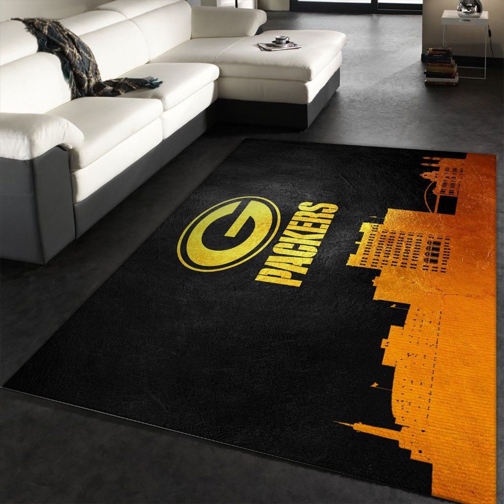 Green Bay Packers Skyline NFL Area Rug Carpet, Living room and bedroom Rug, Home US Decor