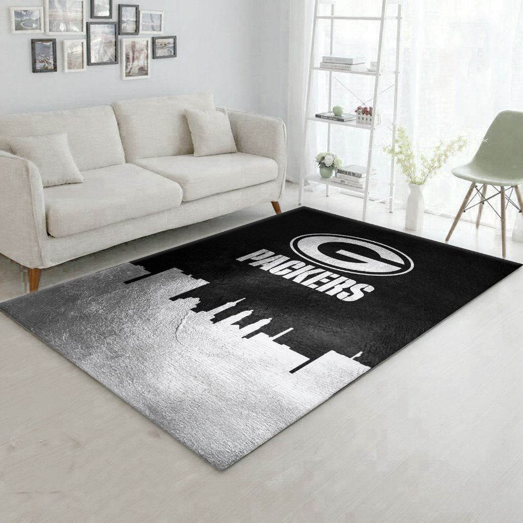 Green Bay Packers Skyline NFL Area Rug For Christmas, Kitchen Rug, Christmas Gift US Decor