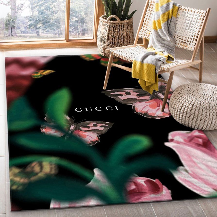Gucci Butterflies Area Rug Living Room Rug Christmas Gift US Decor