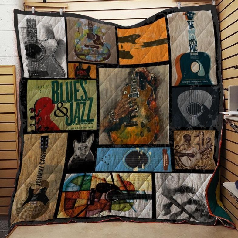 Guitar Blues And Jazz Quilt Blanket