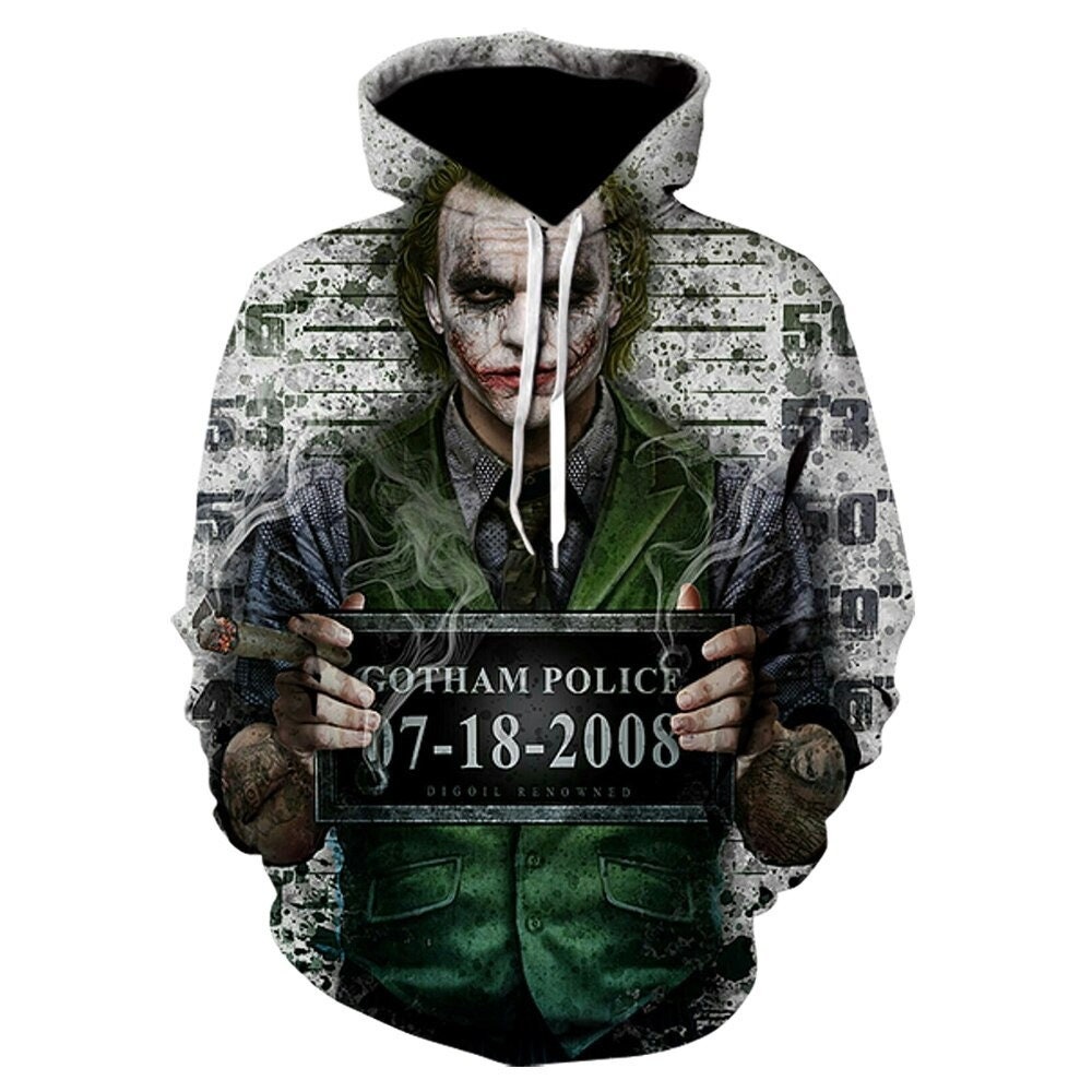 Halloween 3D Joker Killer Wanted Tee AOP Unisex Hoodie