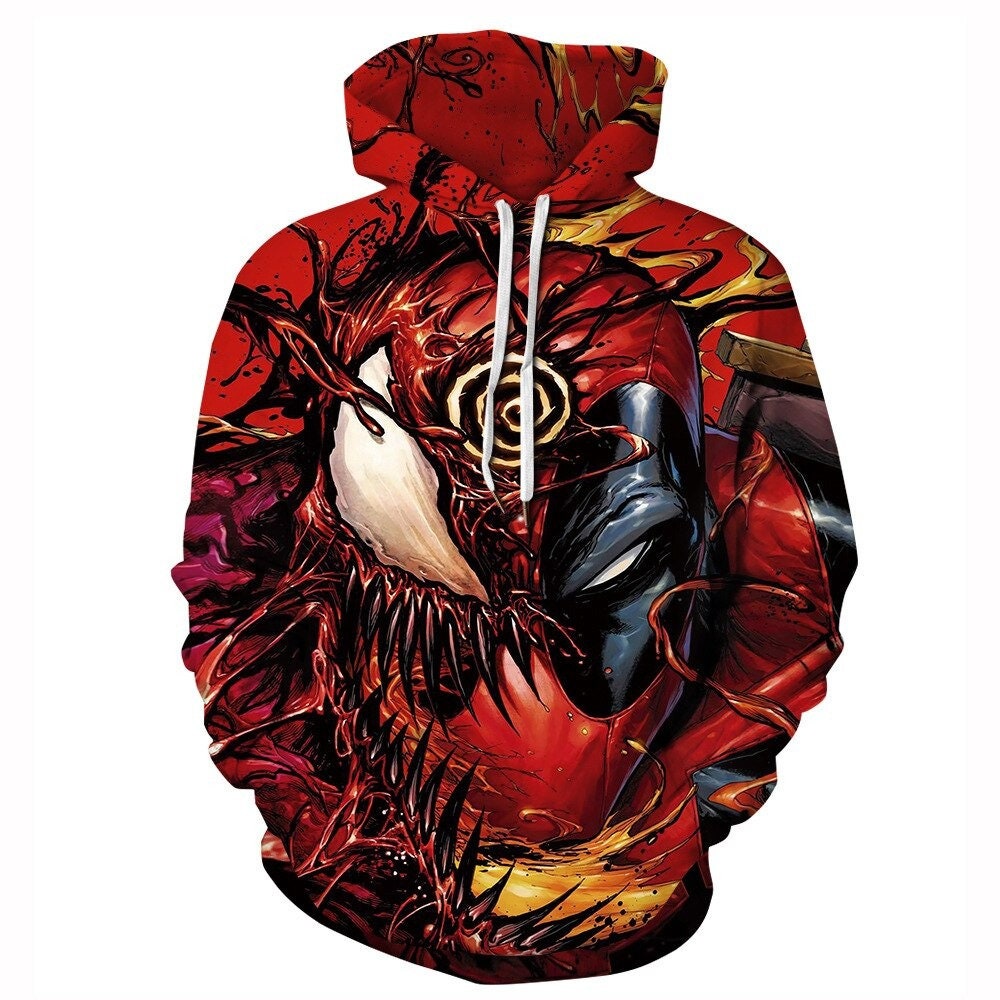 Halloween 3D Venom Horror Cosplay Deadpool Tee AOP Unisex Hoodie