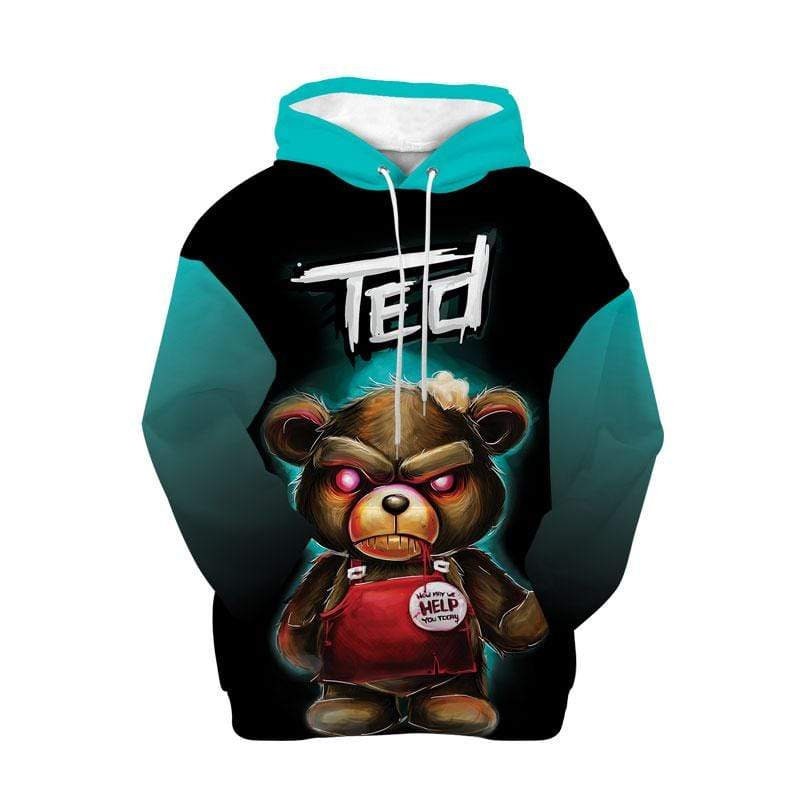 Halloween Devil Ted Bear 3D AOP Unisex Hoodie