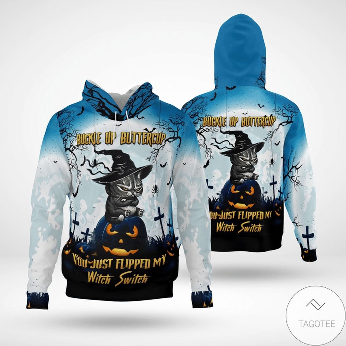 Halloween Grumpy Cat Buckle Up Buttercup 3d AOP Unisex Hoodie