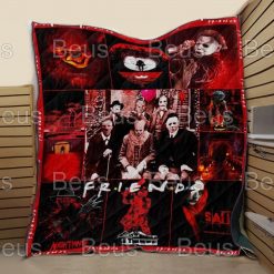 Halloween Horror Characters As Friends Scary Movie Quilt Blanket