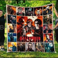 Halloween Horror Scary Movie Quilt Blanket