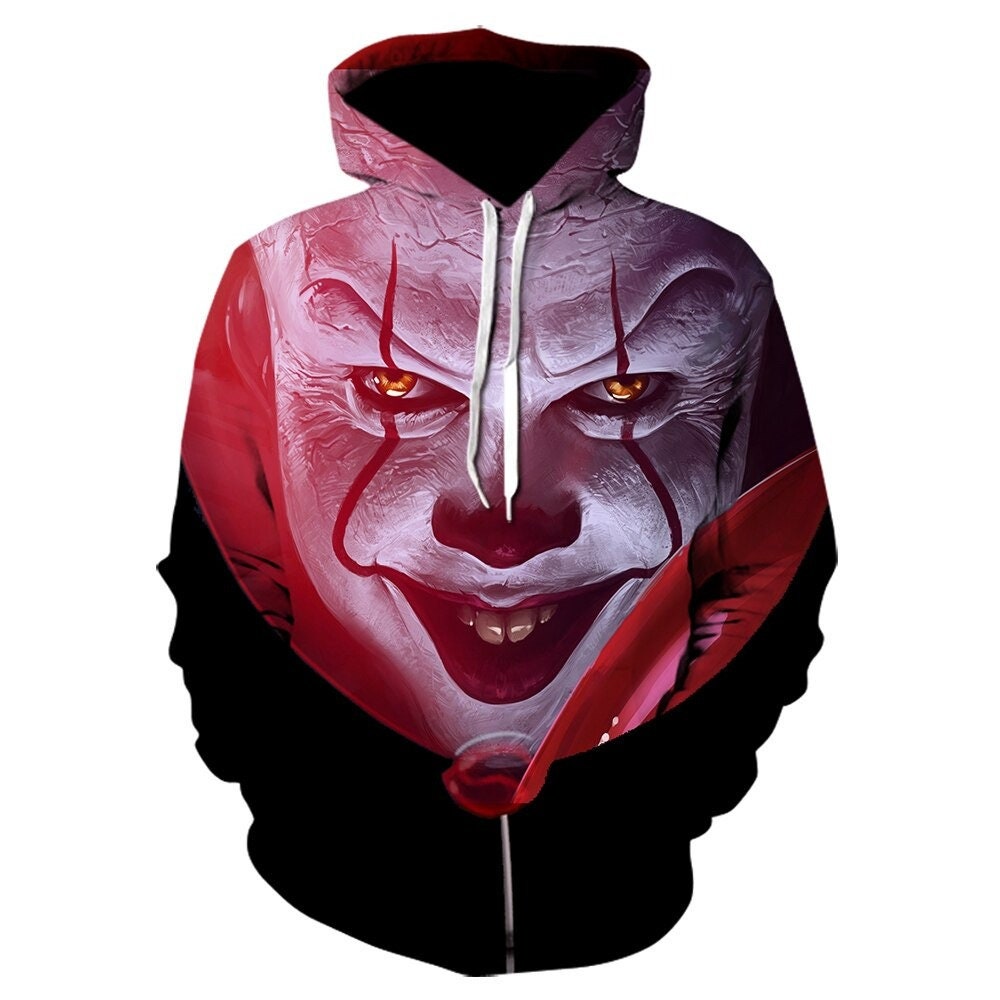 Halloween IT Film 3D Face All Print Horror Character Tee AOP Unisex Hoodie