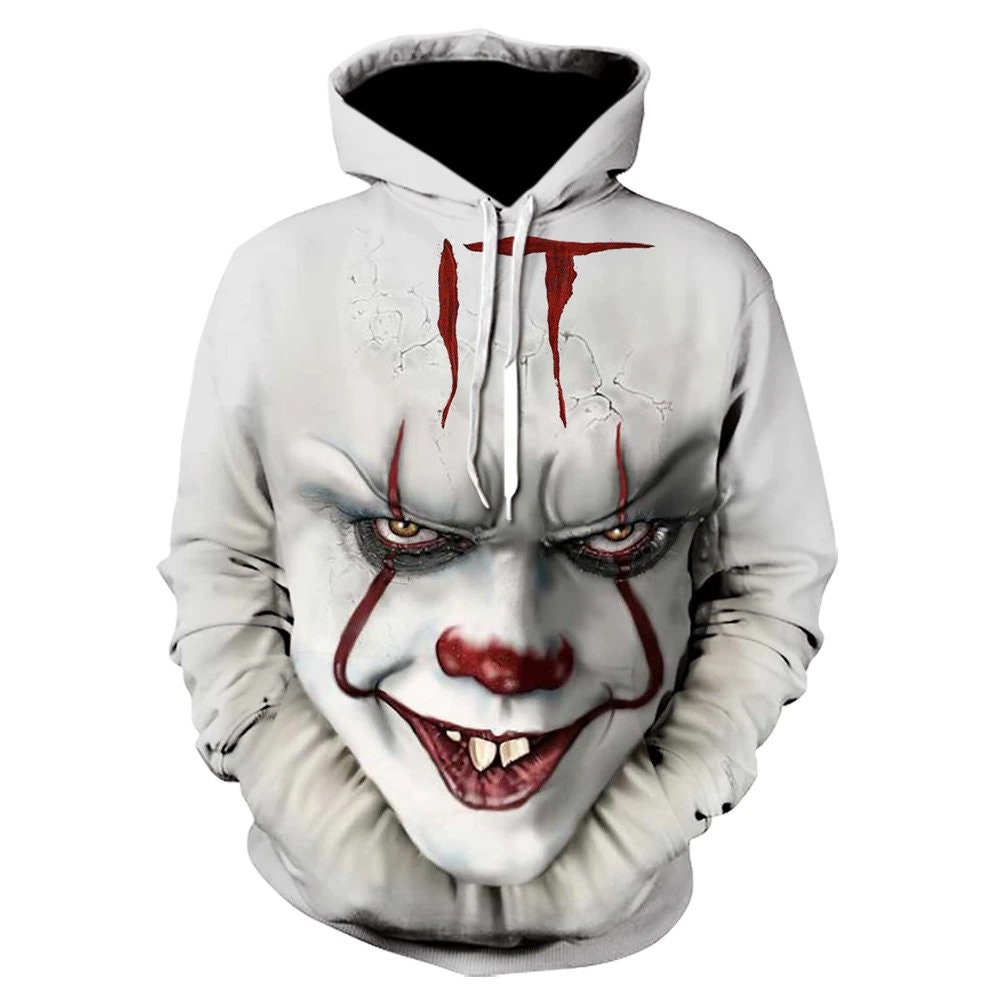 Halloween IT Movie 3D Face All Print Horror Character Tee AOP Unisex Hoodie