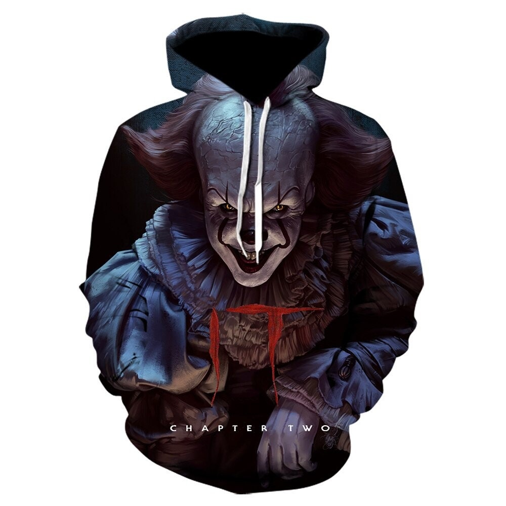 Halloween IT Pennywise 3D Movie All Print Horror Character Tee AOP Unisex Hoodie