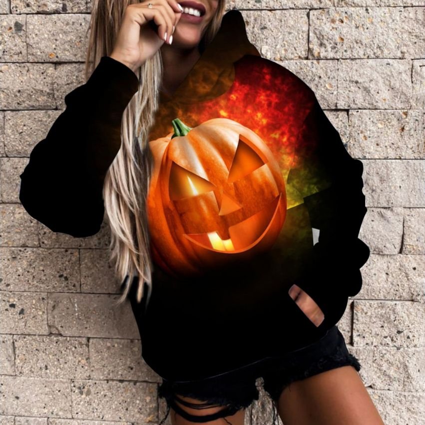 Halloween Pumpkin 3D Fire Hoodie