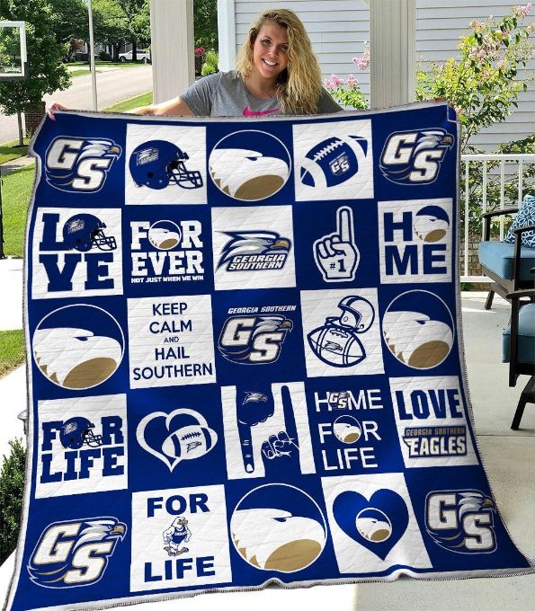 Home For Life Georgia Southern Eagles Collection Quilt Blanket - Teeruto