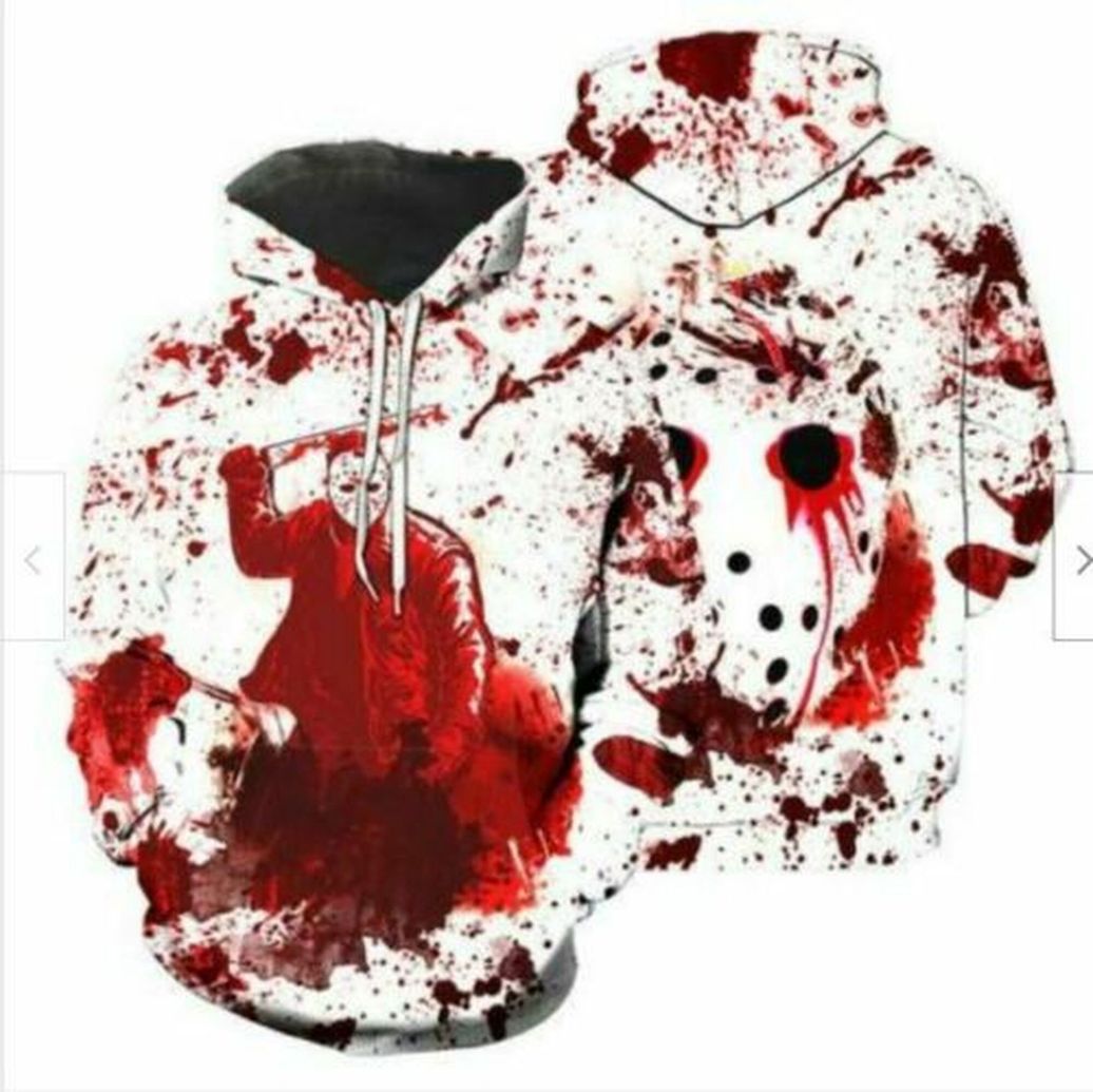 Horror Jason Voorhees Red Blood Halloween 3D Hoodie