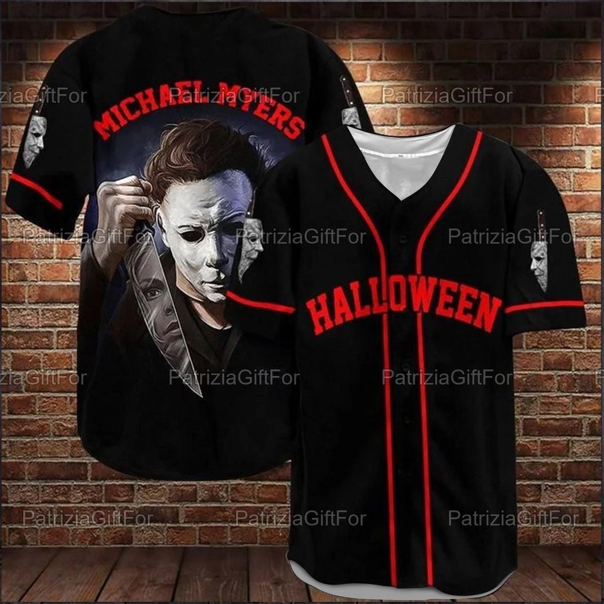 Horror Michael Myers Black Halloween Baseball Jersey Shirt