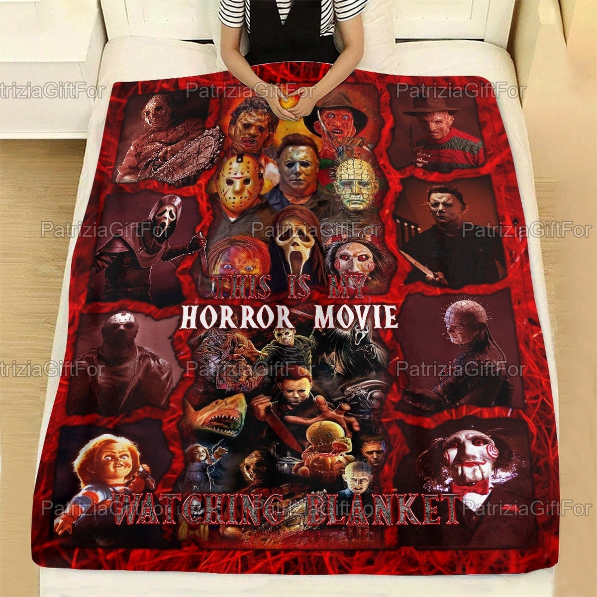 Horror Movie Halloween Fleece Blanket Gifts For Him, Mother Day Gift, Horror Movie Gifts