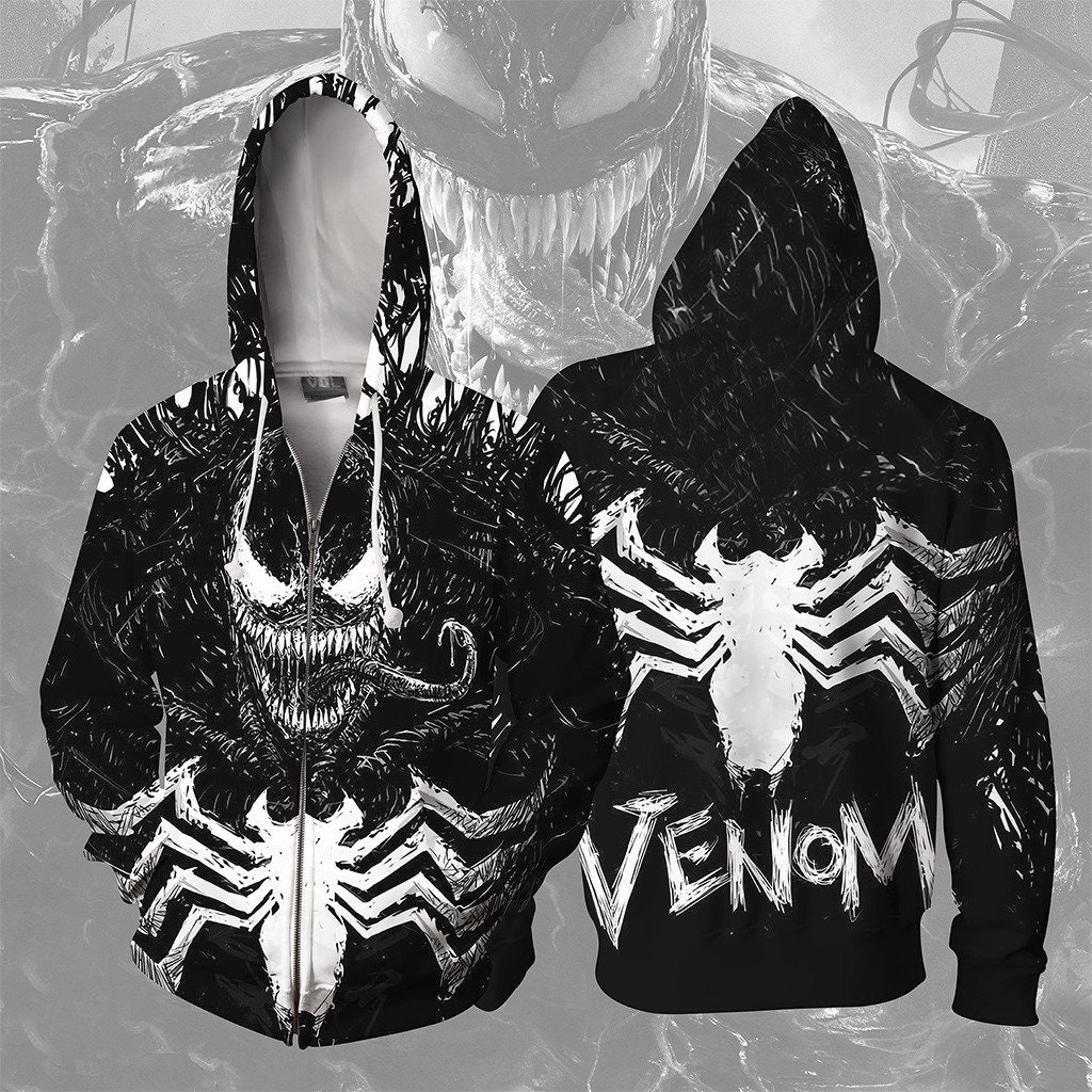 Horror Venom Spider 3D Halloween AOP Unisex Hoodie