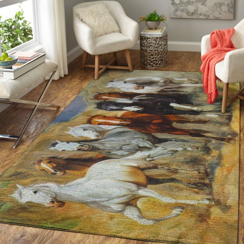 Horses Area Rug Carpet Teeruto
