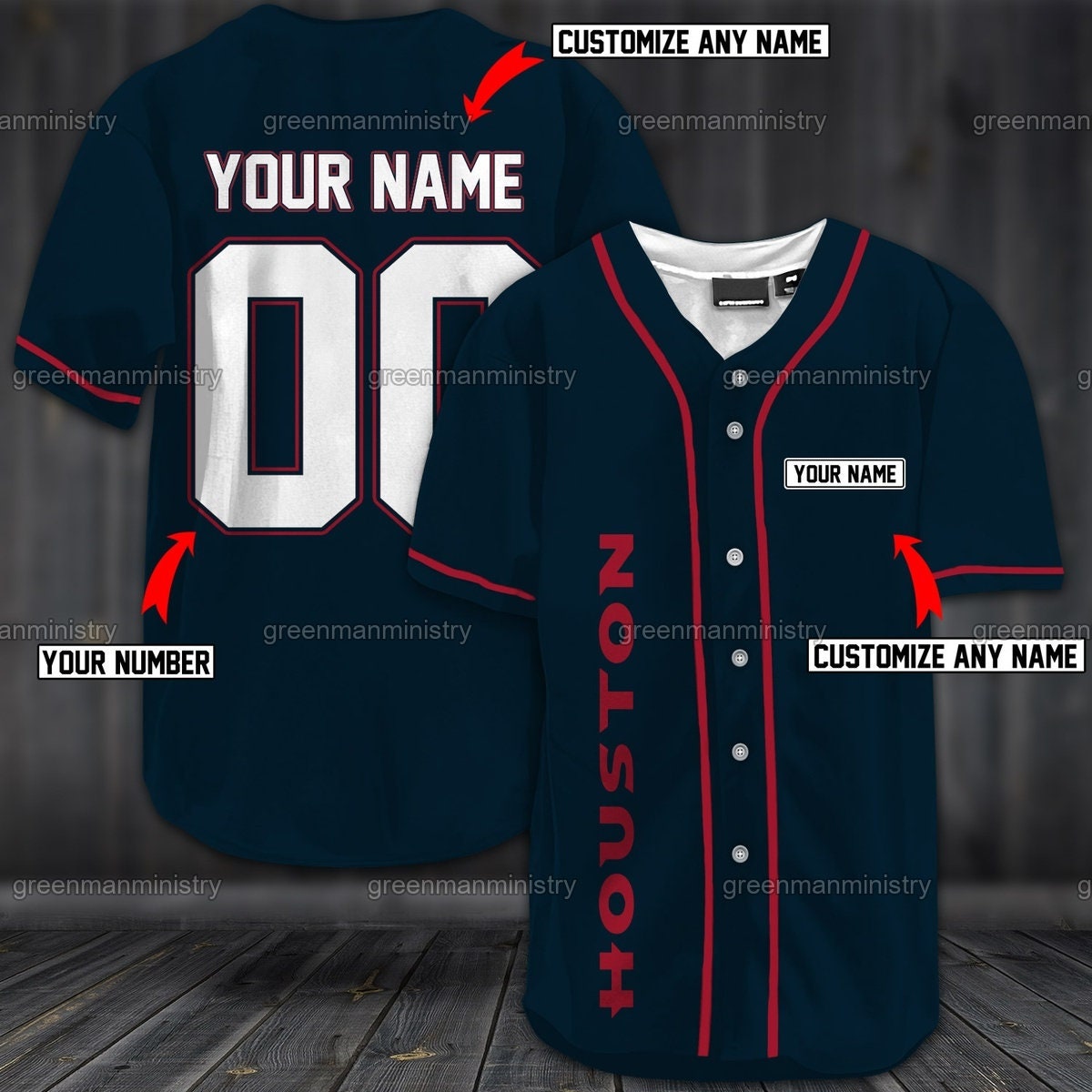 Houston Baseball Jersey Custom Name And Number Personalized Sports Shirt