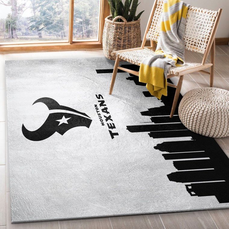 Houston Texans Skyline NFL Area Rug Carpet, Bedroom, Floor Decor Home Decor