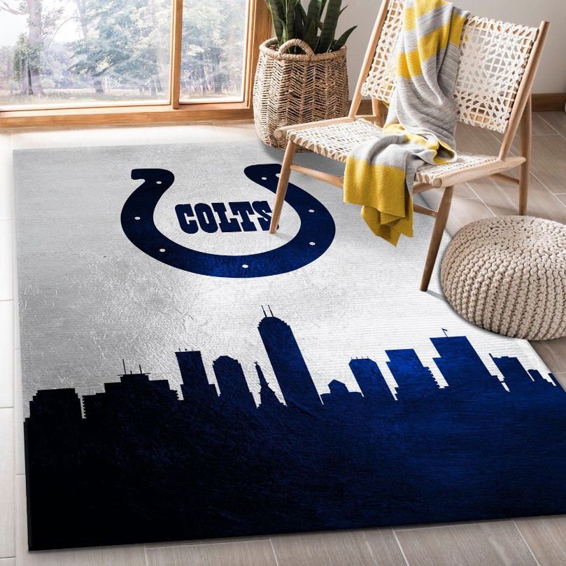 Indiana Colts Skyline NFL Area Rug, Bedroom, Family Gift US Decor