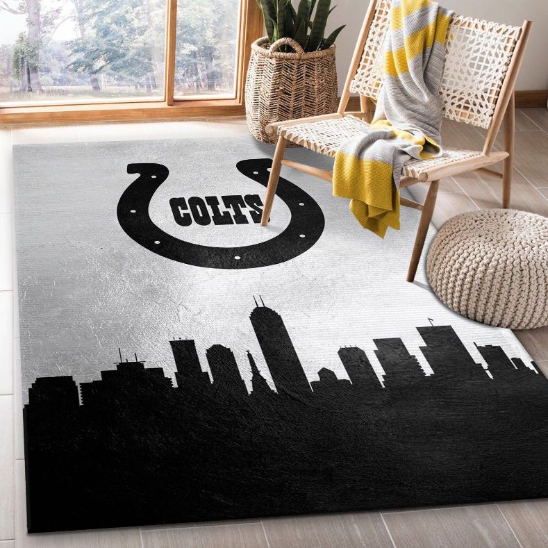 Indiana Colts Skyline NFL Area Rug Carpet, Kitchen Rug, US Gift Decor