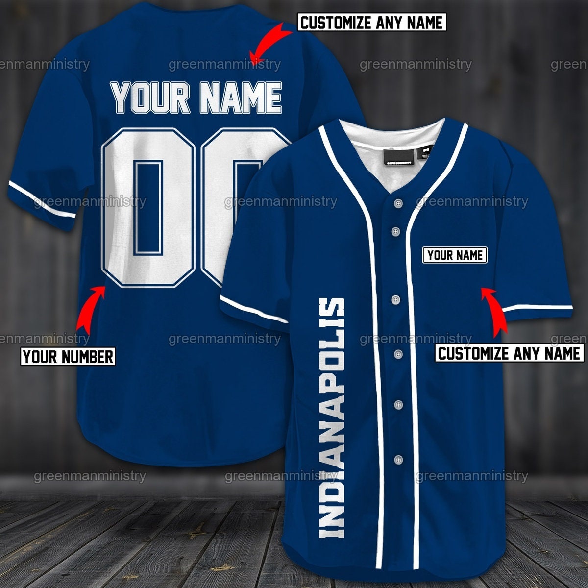 Indianapolis Baseball Custom Name And Number Sports Personalized Team Shirt