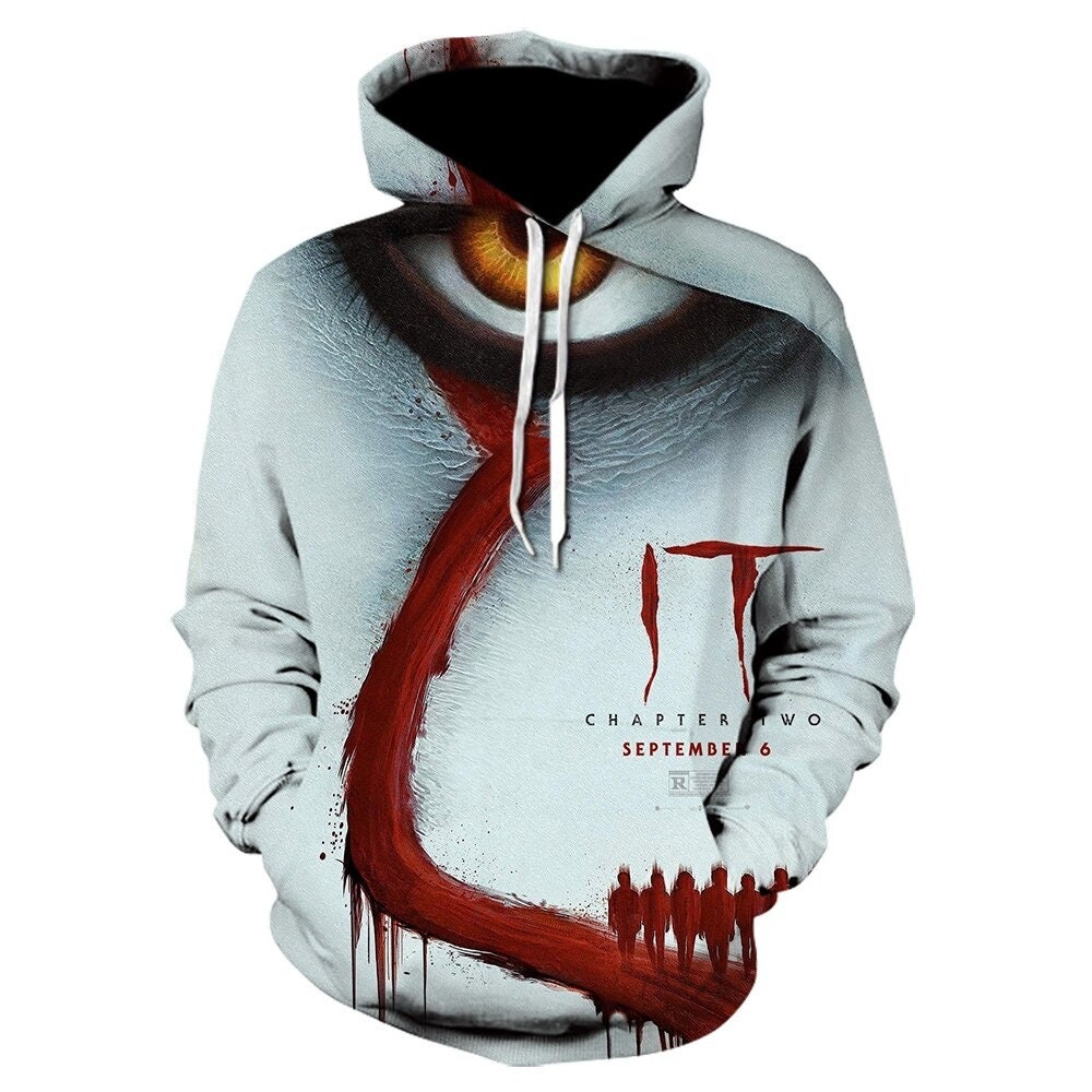 IT Movie 3D Face All Print Horror Character Halloween Tee AOP Unisex Hoodie