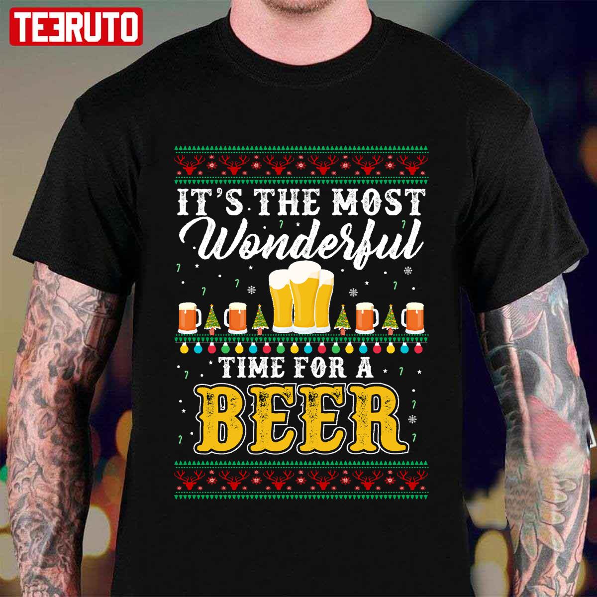 It's The Most Wonderful Time For A Beer Funny Ugly Christmas Unisex Sweatshirt