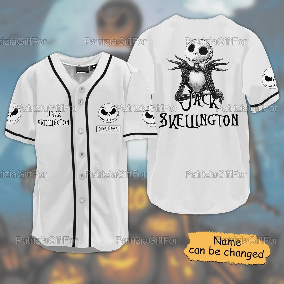 Jack Skellington Baseball Funny Horror Jersey Halloween Shirt