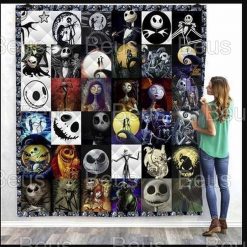 Jack Skellington Horror Bedroom Decor Jack And Sally Quilt Halloween Gift Blanket