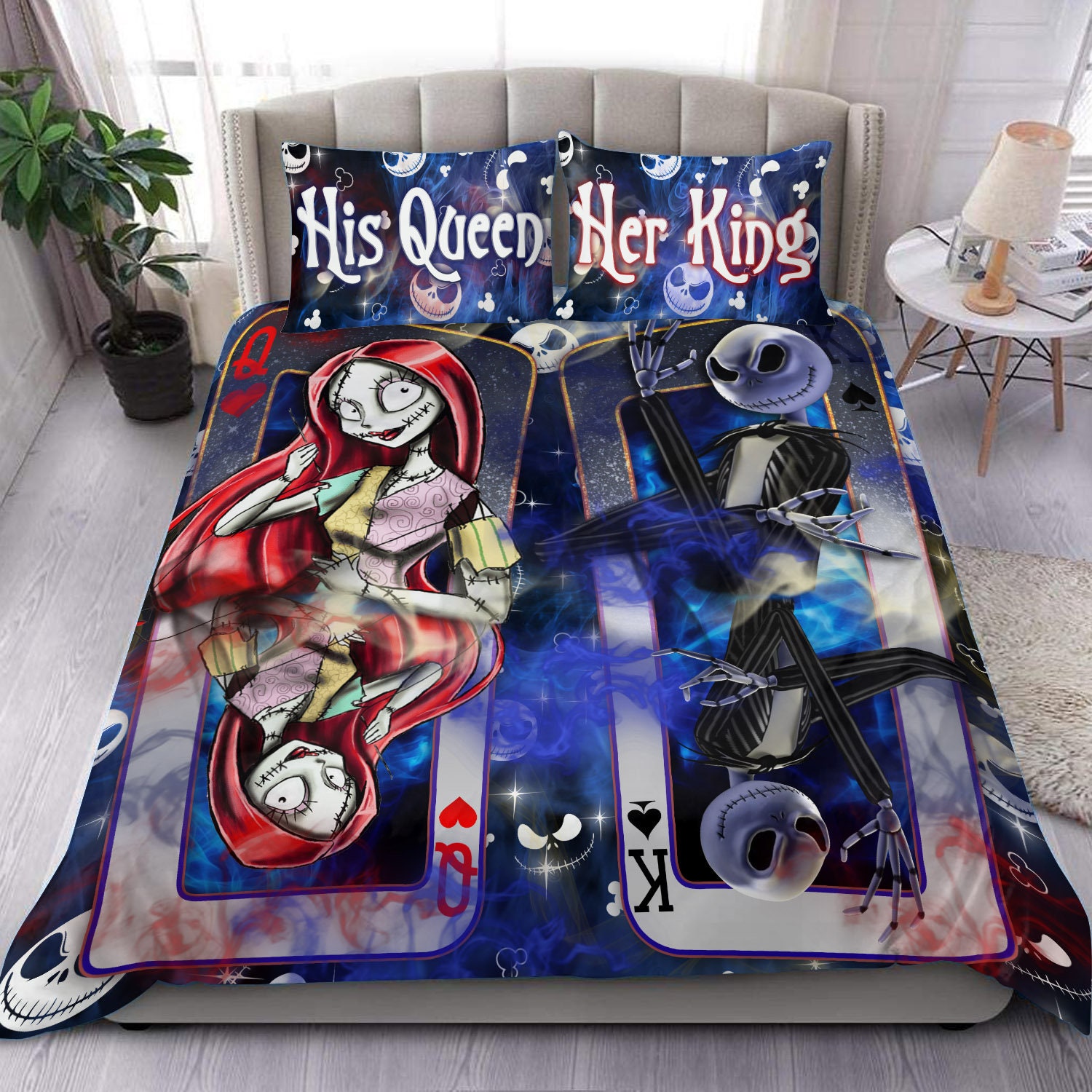 Jack Skellington & Sally Queen-King Disney Graphic Cartoon Bedding Set