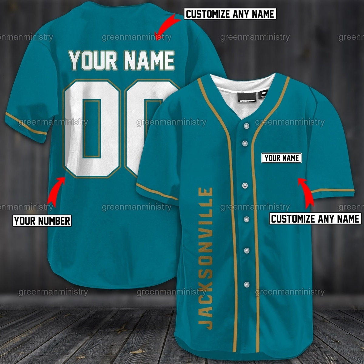 Jacksonville Baseball Personalized Jersey Name And Number Team Shirt