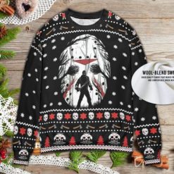 Jason Vooheers 3D Friday The 13th Horror Movie Michael Myers Unisex Ugly Wool Knitted Xmas Matching Sweater