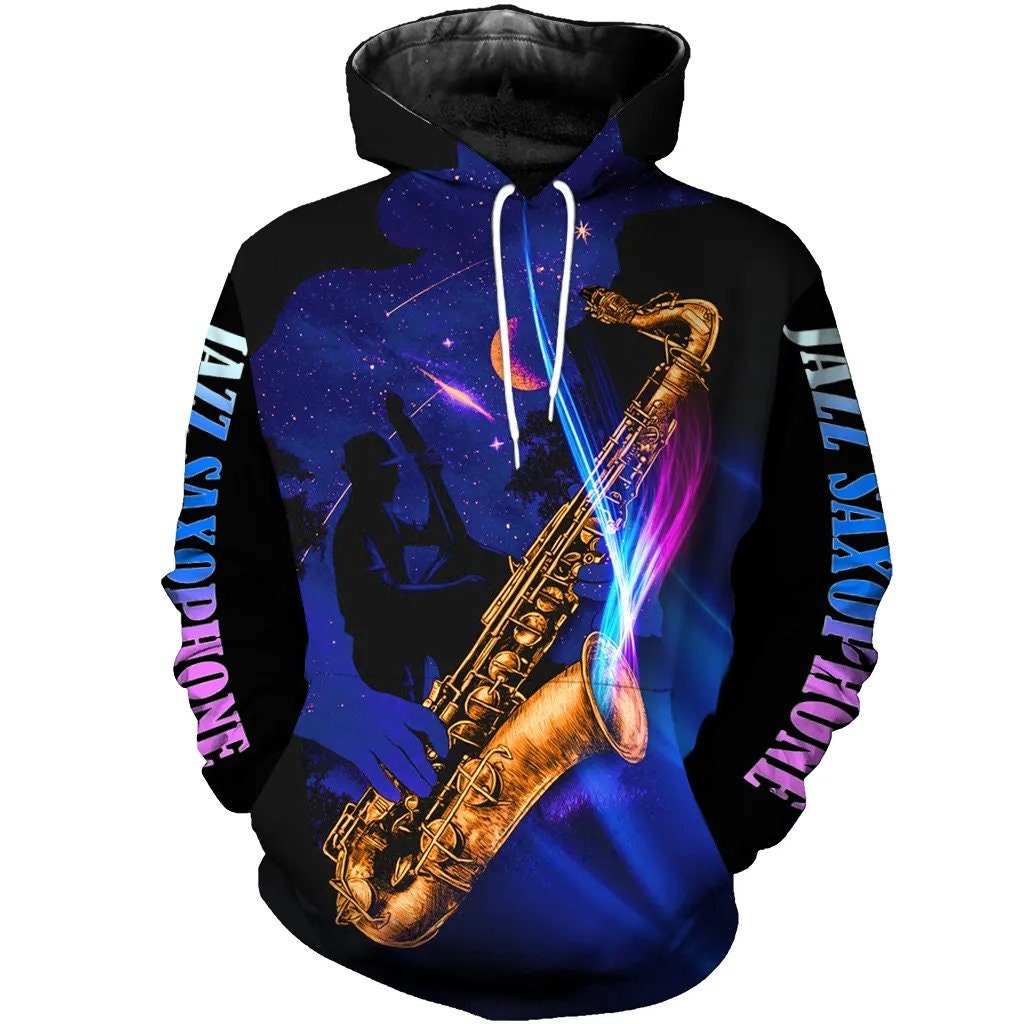 Jazz Saxophone 3D All Over Printed AOP Unisex Hoodie