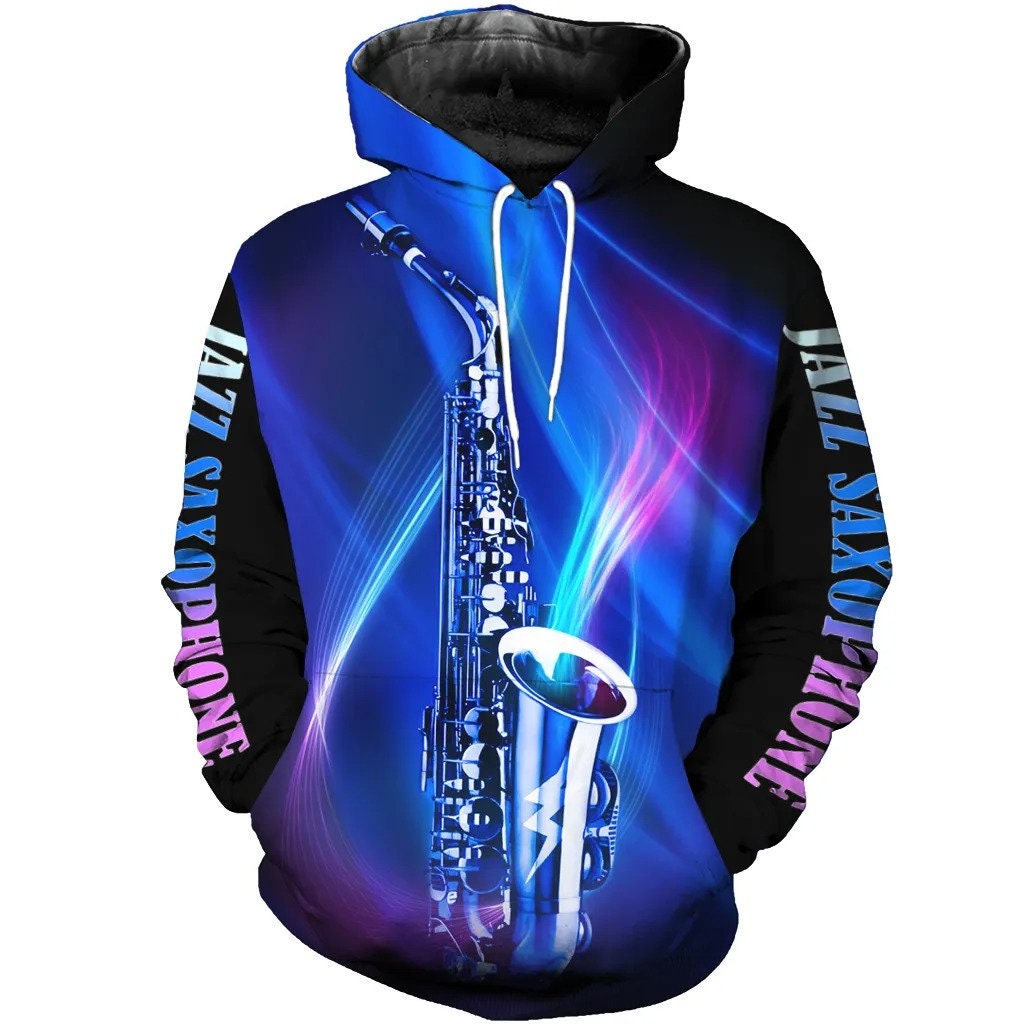 Jazz Saxophone 3D All Over Printed Music AOP Unisex Hoodie