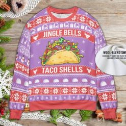 Jingle Bells Taco Shells Ugly Wool Knitted Xmas Matching Sweater