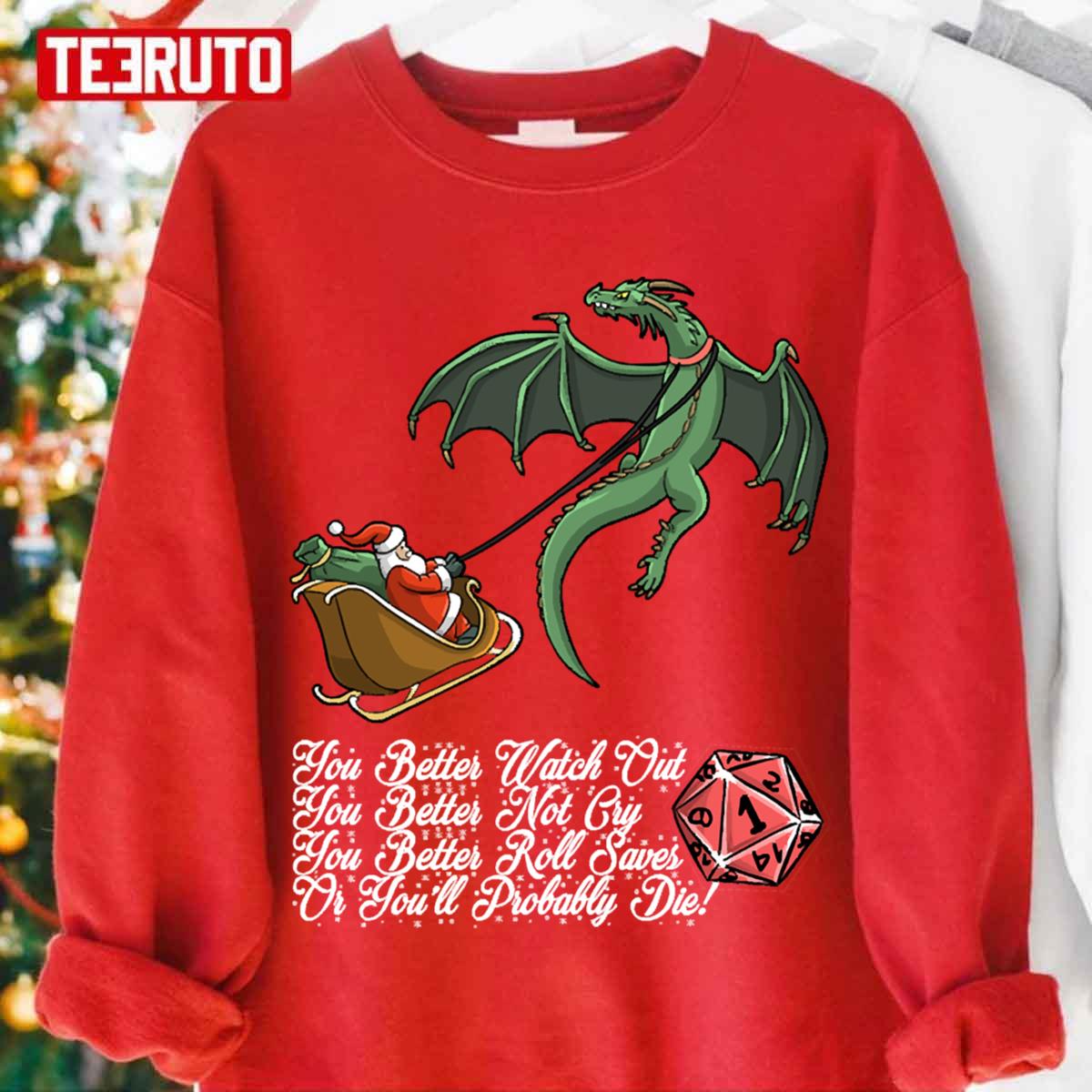 Jingle Santa Funny Dungeons And Dragons Dnd D20 Lover Unisex Sweatshirt
