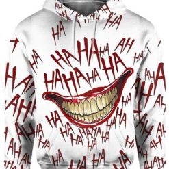 Joker Deadly Smile 3D To Halloween Funny Gift Hahaha 3D Horror Tee AOP Unisex Hoodie