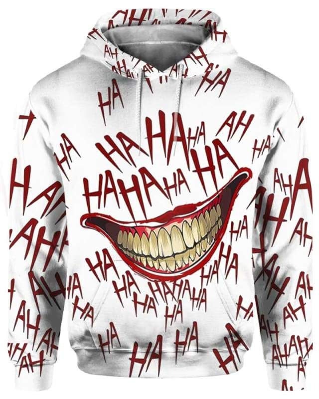 Joker Deadly Smile 3D To Halloween Funny Gift Hahaha 3D Horror Tee AOP  Unisex Hoodie - Teeruto