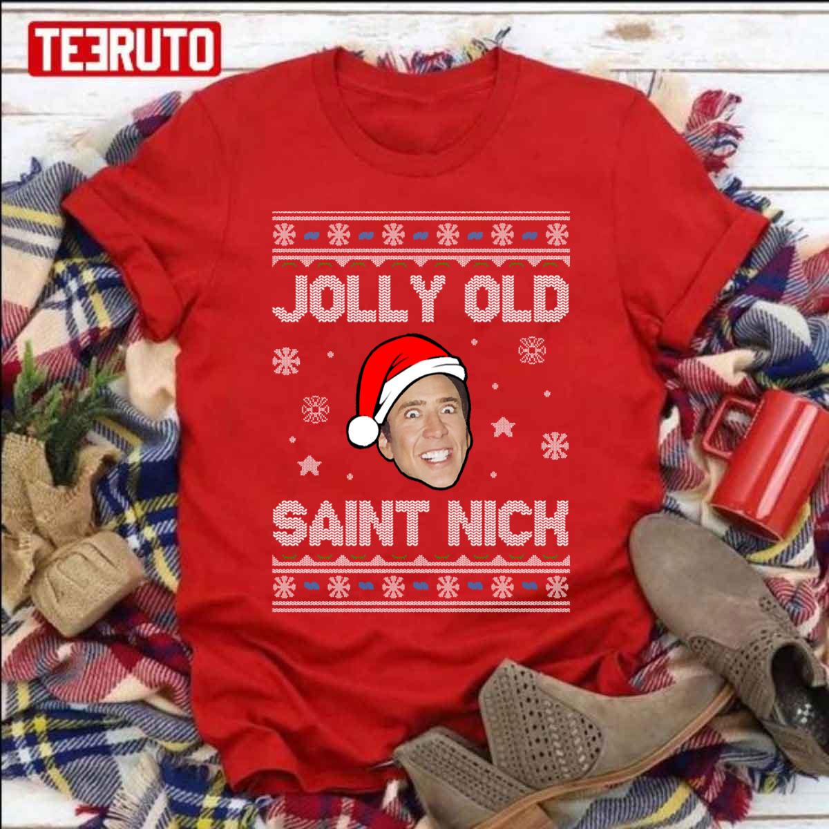 Jolly Old Saint Nick Nicolas Cage Funny Ugly Christmas Unisex Sweatshirt