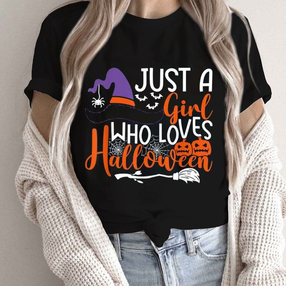 Just A Girl Who Loves Halloween Witch Spooky Shirt