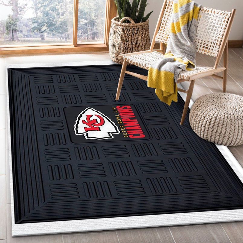 Kansas City Chiefs Super Bowl Liv NFL Team Logos Area Rug, Living room and bedroom Rug, Christmas Gift US Decor