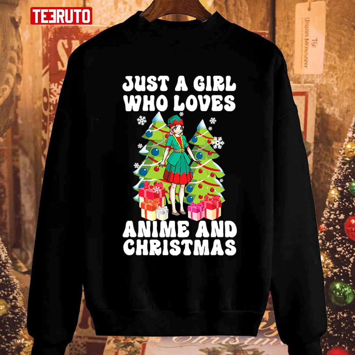Kawaii Just A Girl Who Loves Anime And Christmas Unisex Sweatshirt