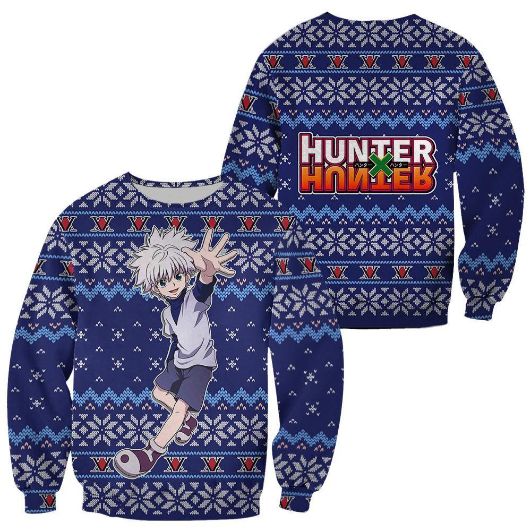 Killua Ugly Christmas Hunter X Hunter Anime Xmas Custom Clothes Knitted Sweater